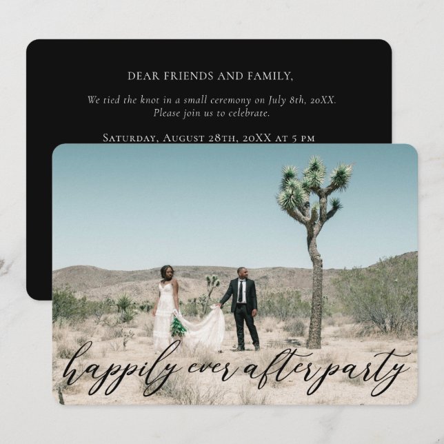 Invitation Mariage Élégant Moderne Calligraphié en Elopement (Devant / Derrière)