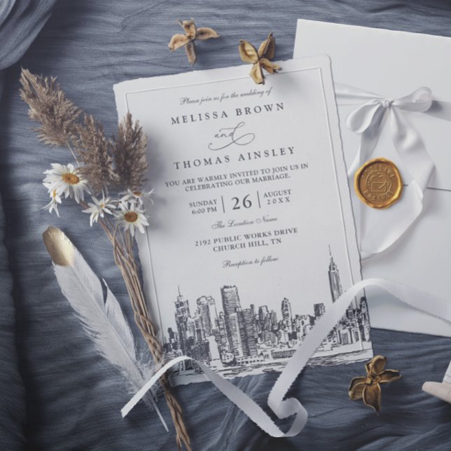 Invitation Mariage élégant moderne chic de destination à New  (Créateur téléchargé)
