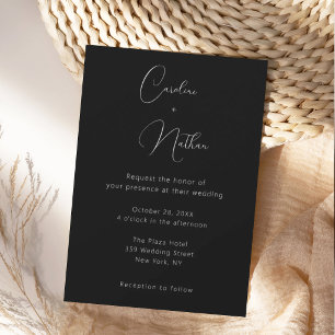 Invitation Mariage Élégant Moderne Classique Noir & Blanc