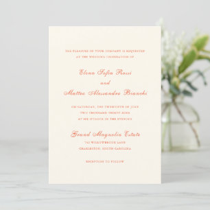 Invitation Mariage Élégant Moderne Classique Terracotta