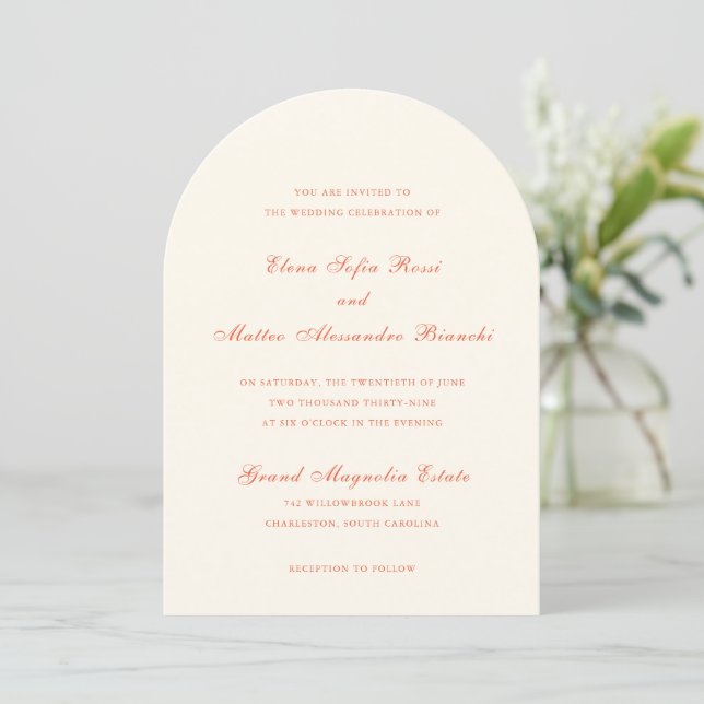 Invitation Mariage Élégant Moderne Classique Terracotta (Debout devant)