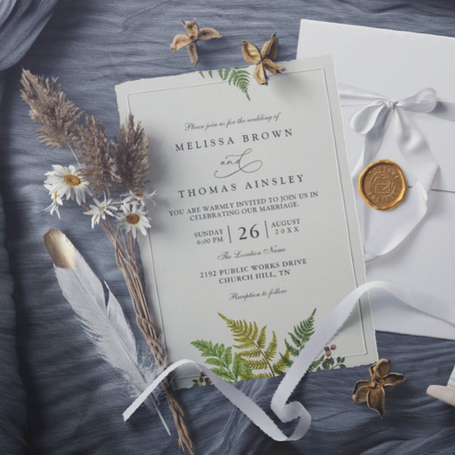 Invitation Mariage Élégant Moderne de Verdure de Forêt de Fou (Créateur téléchargé)