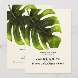 Invitation Mariage Élégant Moderne d'Été de Feuille de Palmie