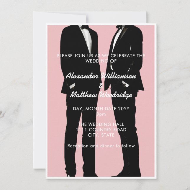 Invitation Mariage Élégant Moderne d'Hommes Gays (Devant)