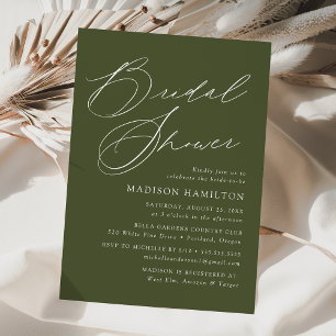 Invitation Mariage Élégant Moderne Écriture Verte Olive