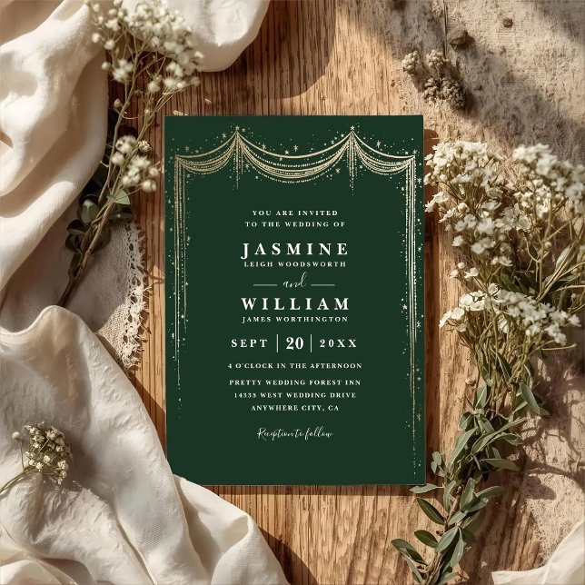 Invitation Mariage élégant moderne luxe conte de fées QR Code (Créateur téléchargé)