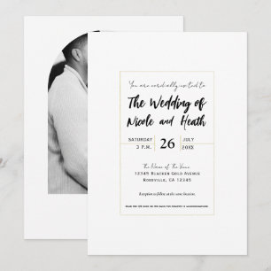Invitation Mariage Élégant Moderne Minimaliste Blanc et Or