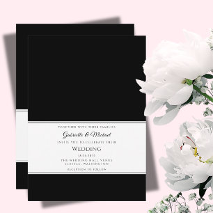Invitation Mariage Élégant Moderne Minimaliste Noir et Blanc