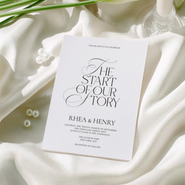 Invitation Mariage Élégant Moderne Noir & Blanc (Elegant Modern Black & White Wedding Invitation)