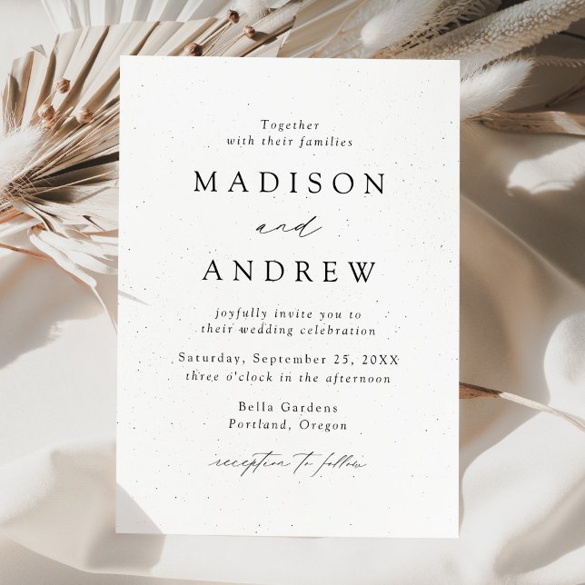Invitation Mariage Élégant Moderne Noir et Blanc Tacheté (Créateur téléchargé)