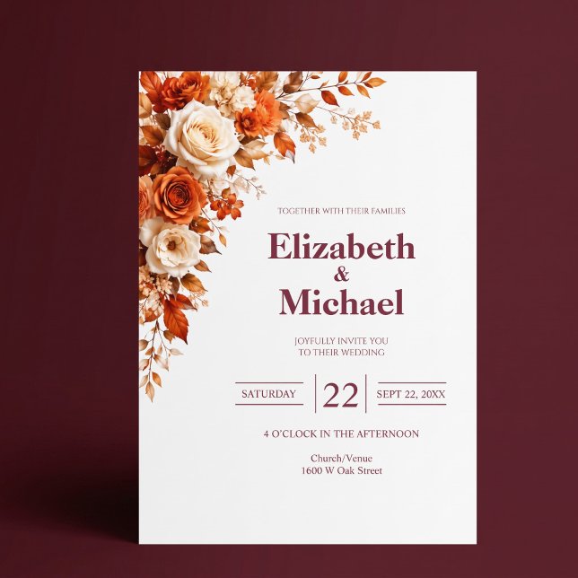 Invitation Mariage Élégant Moderne Rose d'Automne (Créateur téléchargé)
