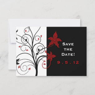 Invitation Mariage Élégant Moderne Rouge et Noir, Enregistrez