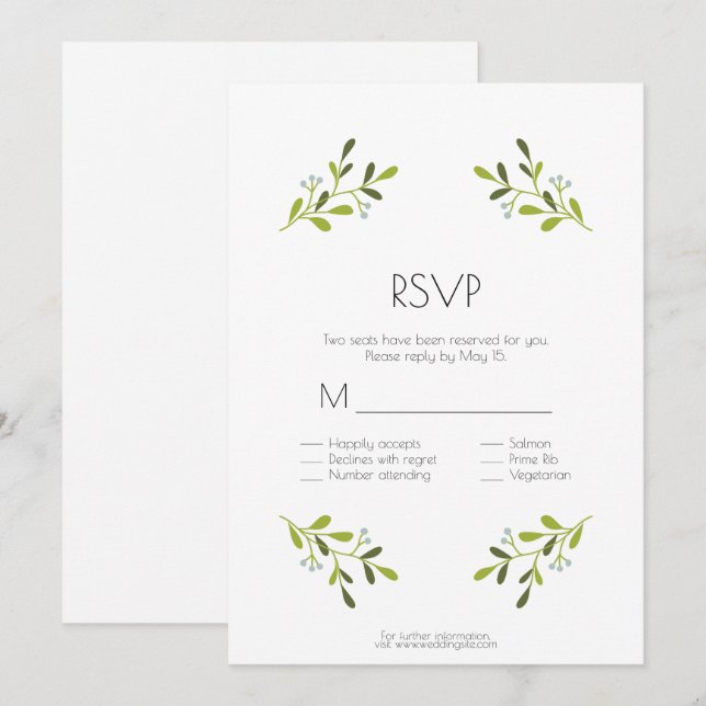 Invitation Mariage élégant moderne. RSVP avec options de repa (Devant / Derrière)