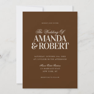 Invitation Mariage Élégant Moderne Vieille Fortune Marron
