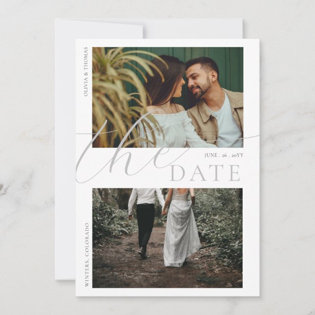 Invitation Mariage Élégant Montagne Poppy 2 Photos Enregistre (Devant)