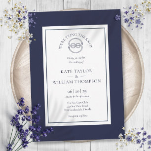 Invitation Mariage élégant Nautique Nouage du Nœud Bleu Marin