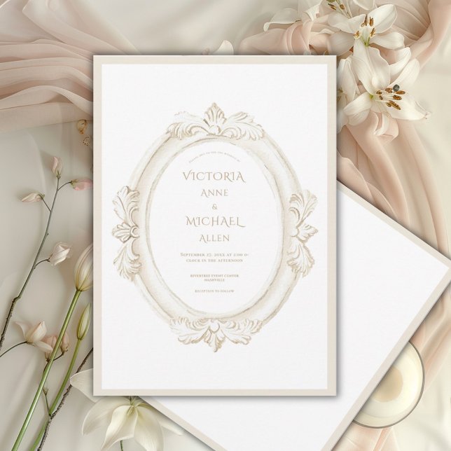 Invitation Mariage Élégant Neutre Vintage (Créateur téléchargé)