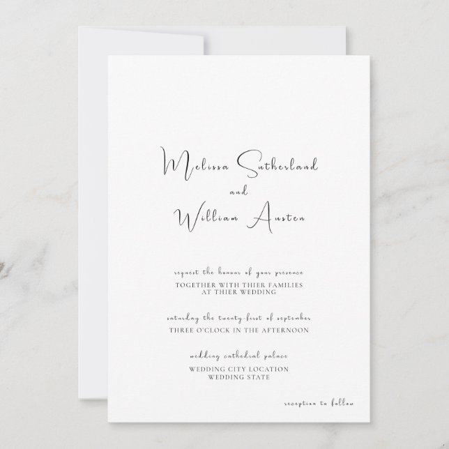 Invitation Mariage élégant noir et blanc (Devant)