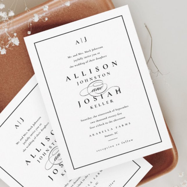 Invitation Mariage Élégant Noir et Blanc (Créateur téléchargé)
