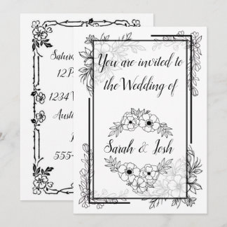 Invitation Mariage Élégant Noir et Blanc