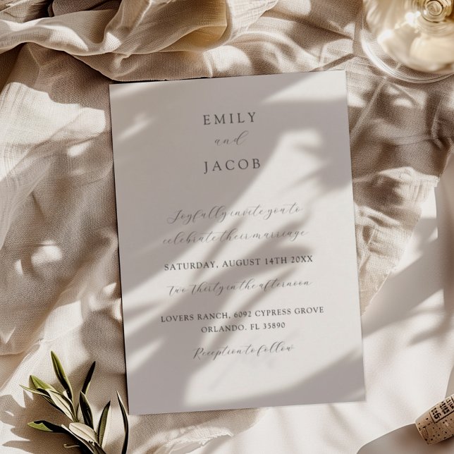 Invitation Mariage élégant noir et blanc avec calligraphie (Créateur téléchargé)