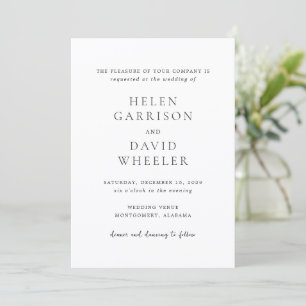 Invitation Mariage Élégant Noir et Blanc Classique