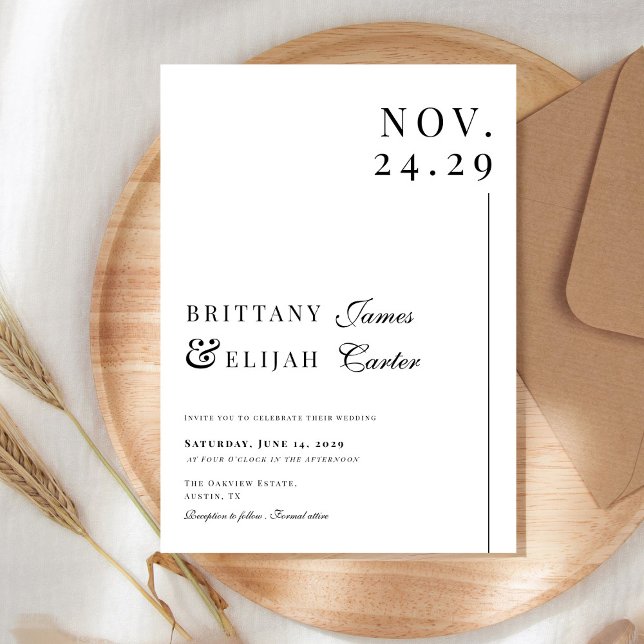 Invitation Mariage Élégant Noir et Blanc Moderne (Créateur téléchargé)