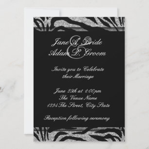 Invitation Mariage élégant noir et blanc zèbre