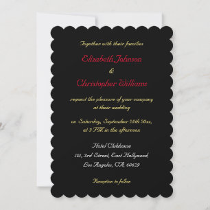 Invitation Mariage élégant noir Faux or argent personnalisé