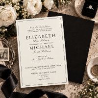 Mariage Élégant Noir & Ivoire en Écriture Classiqu