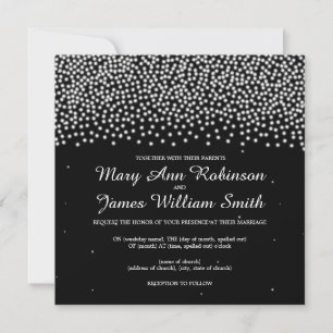 Invitation Mariage élégant Noir simple étincelant