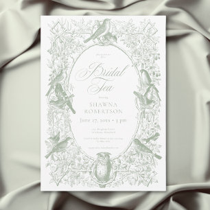 Invitation Mariage Élégant Oiseaux Verts Shower
