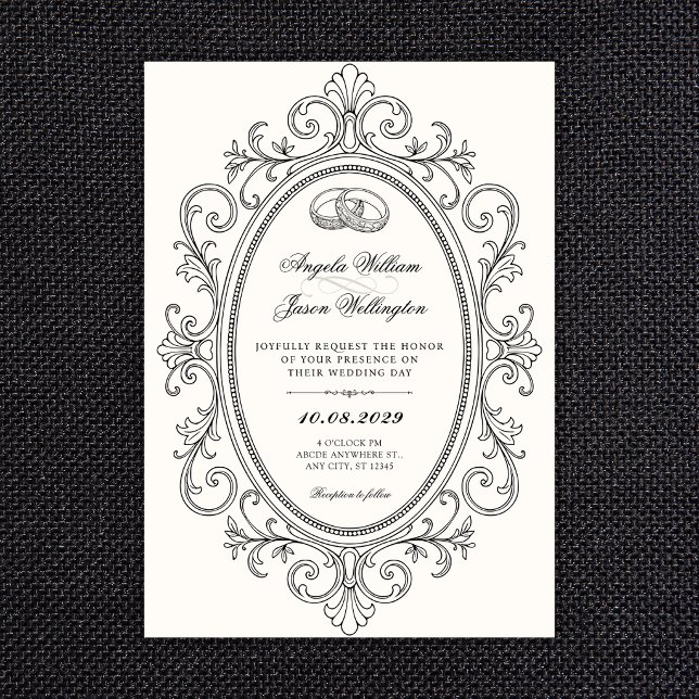 Invitation Mariage élégant orné vintage (Créateur téléchargé)