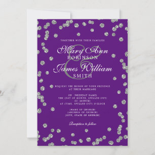 Invitation Mariage élégant Parties scintillant Argent Confett