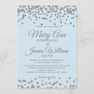 Invitation Mariage élégant Parties scintillant d'argent Confe