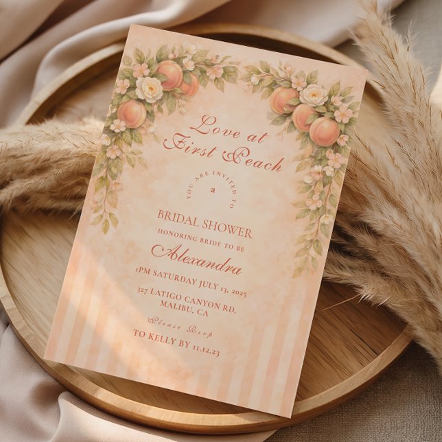 Invitation Mariage Élégant Pêche & Pétales (Créateur téléchargé)