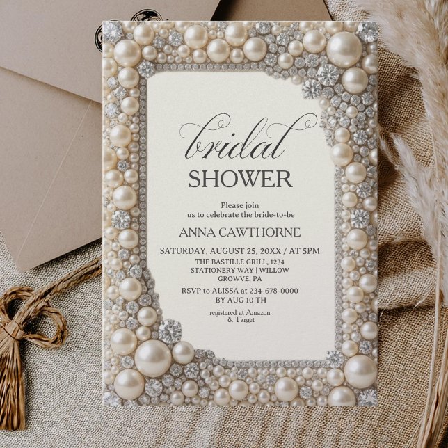 Invitation Mariage Elégant Perles Réception (Créateur téléchargé)