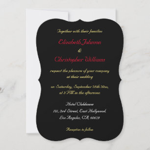 Invitation Mariage élégant personnalisé noir or argent