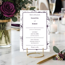 Mariage Élégant Plum Line Art Floral Violet