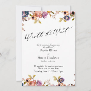 Invitation Mariage Élégant Reporté Floral Ça Vaut la Peine d'