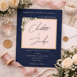 Invitation Mariage Élégant Romantique aux Tulipes Roses et Bl