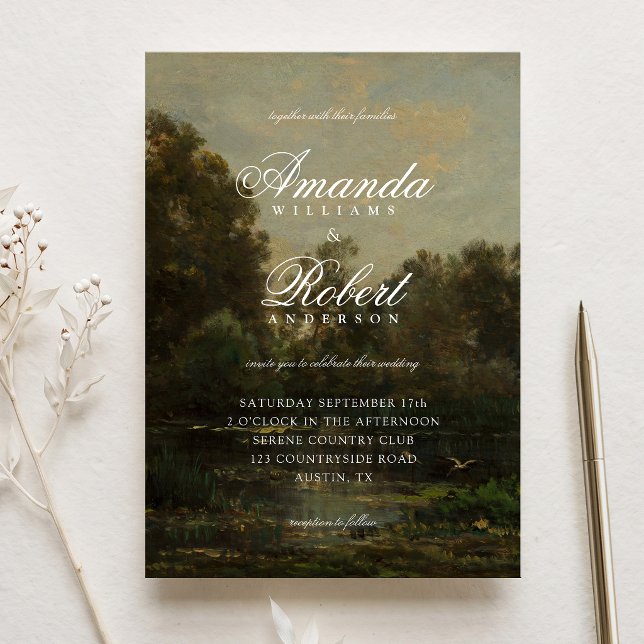 Invitation Mariage Élégant Romantique Beaux-Arts (Créateur téléchargé)