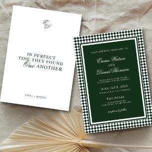 Invitation Mariage Élégant Romantique Citation Vert Émeraude