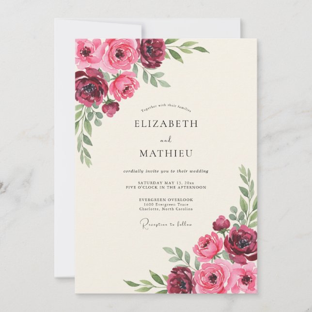 Invitation Mariage Élégant Romantique en Bourgogne (Devant)