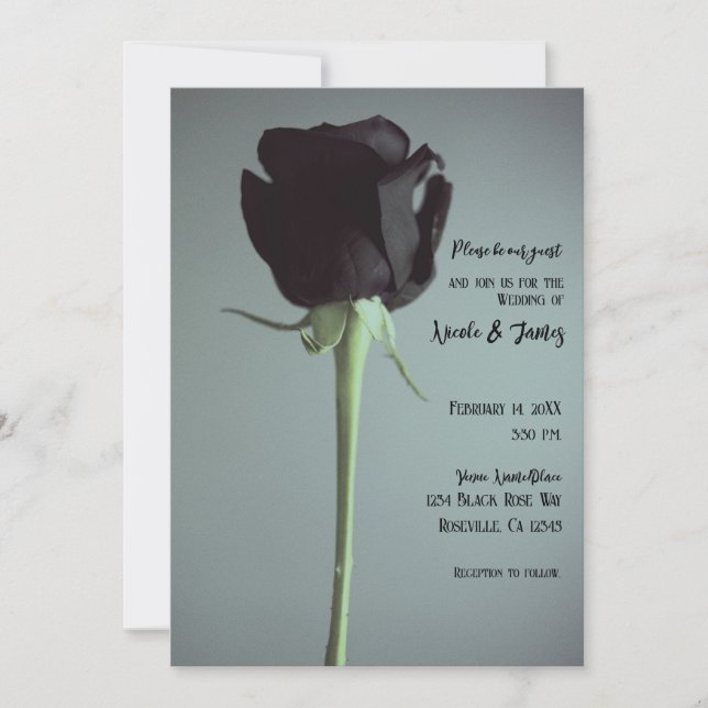 Invitation Mariage Élégant Romantique Gris Triste Célibataire (Devant)
