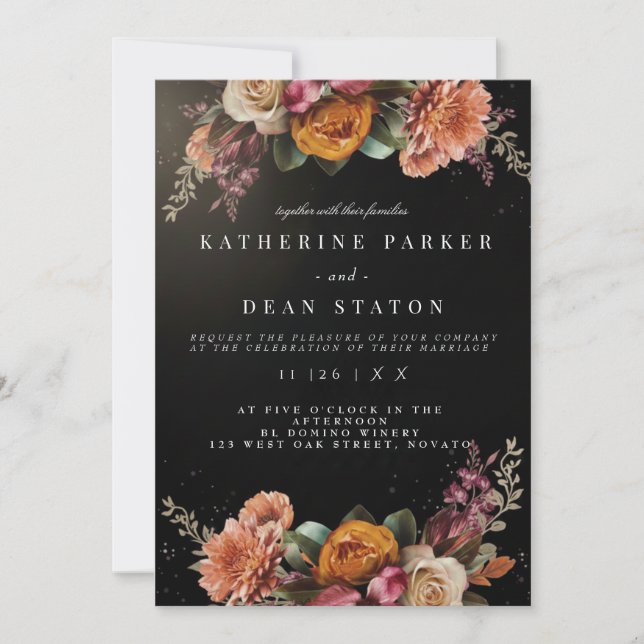 Invitation Mariage Élégant Rose (Devant)