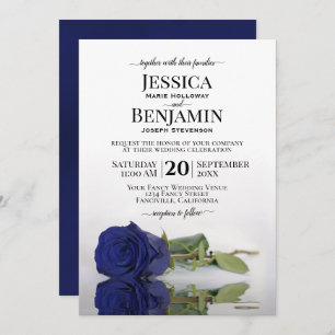 Invitation Mariage élégant Rose de la Marine Bleue Bleue Bleu