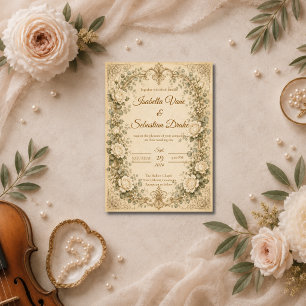 Invitation Mariage Élégant Rose d'Ivoire