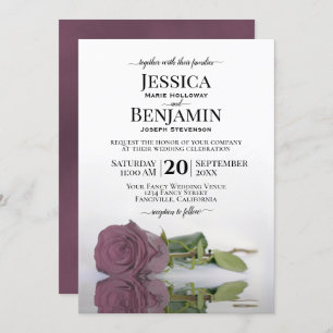 Invitation Mariage Élégant Rose Dusty Mauve, Long-Stemmed