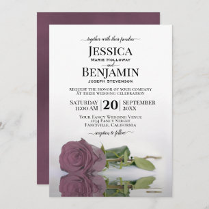 Invitation Mariage Élégant Rose Dusty Mauve, Long-Stemmed